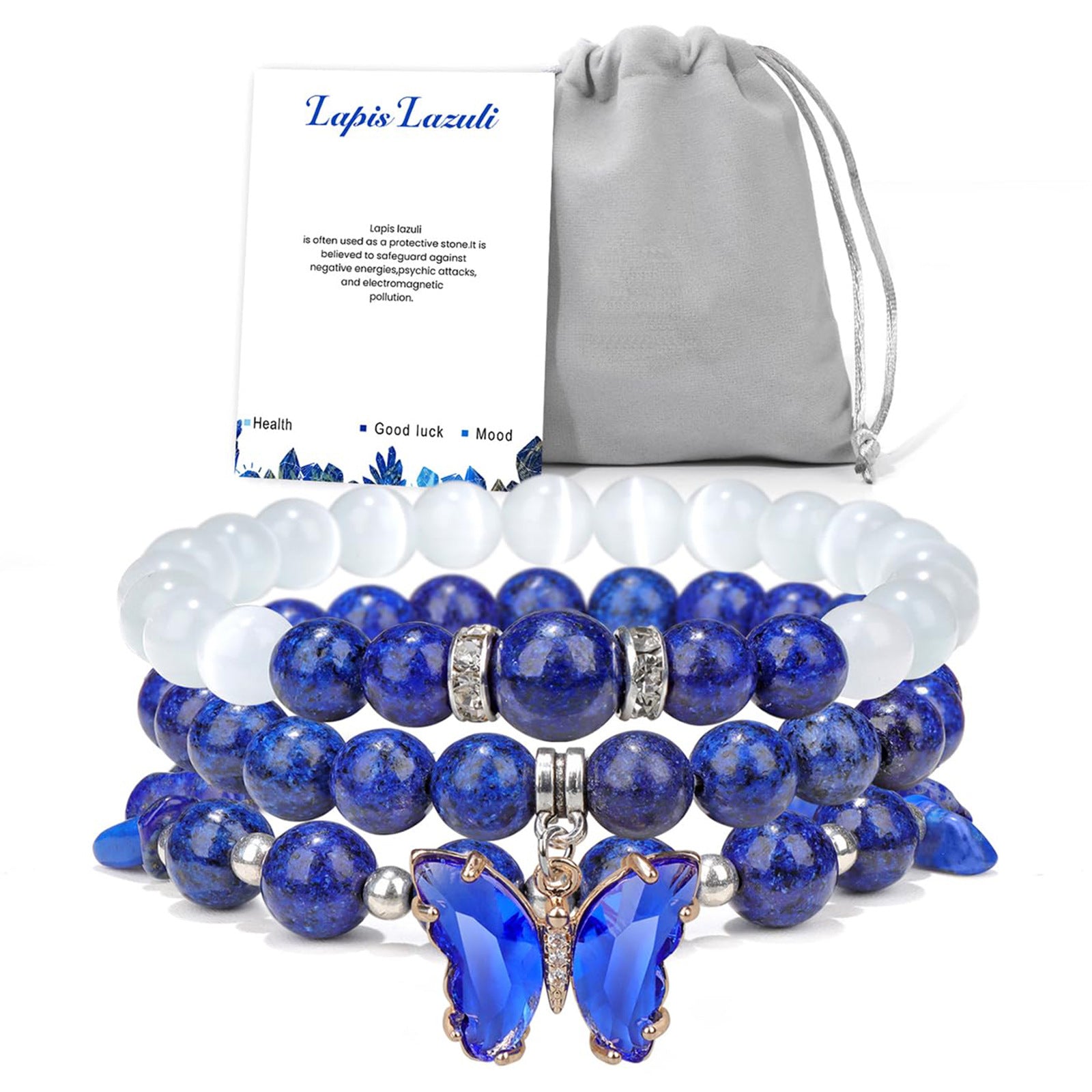 Rosenquarz Armband – Liebe & Harmonie – Lapislazuli Butterfly