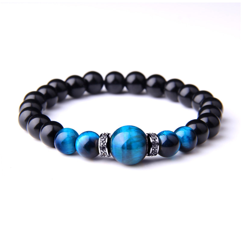 Tigerauge Armband – Schutz & Mut – Blau Silber / 17 cm