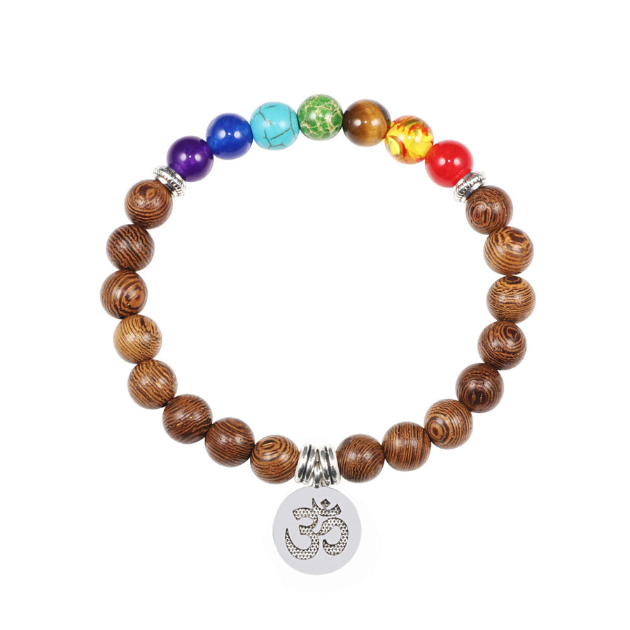 7-Chakra Armband – Schutz & Mut – Schwarz matte