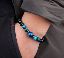 Tigerauge Armband – Schutz & Mut – Blau Schwarz / 23 cm