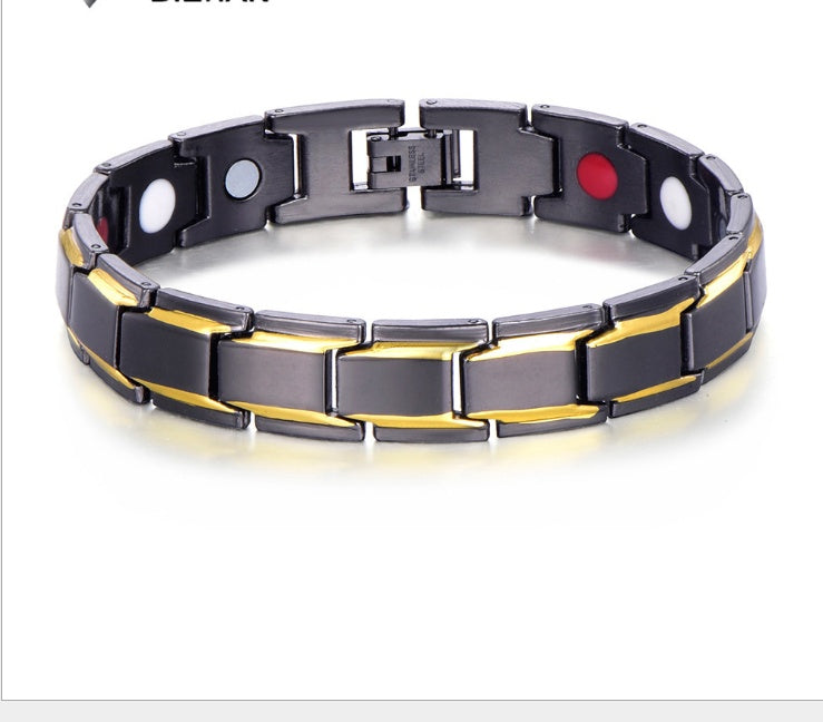 Naturstein Armband – Balance & Energie – Schwarz Gold