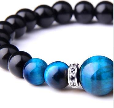 Tigerauge Armband – Schutz & Mut – Blau Silber / 23 cm