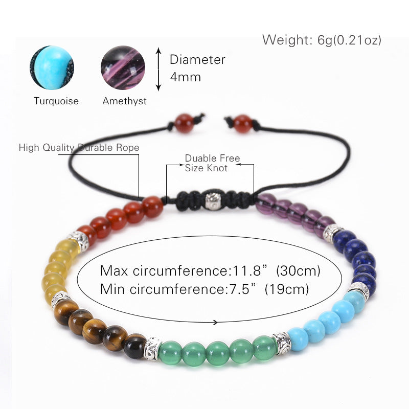 7-Chakra Armband – Balance & Energie – Design 2 / 4 mm