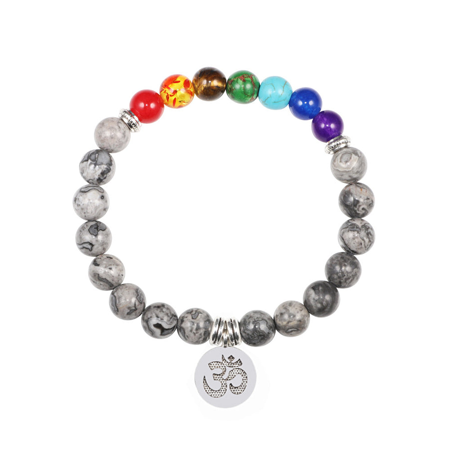 7-Chakra Armband – Schutz & Mut – Weiß porcelain