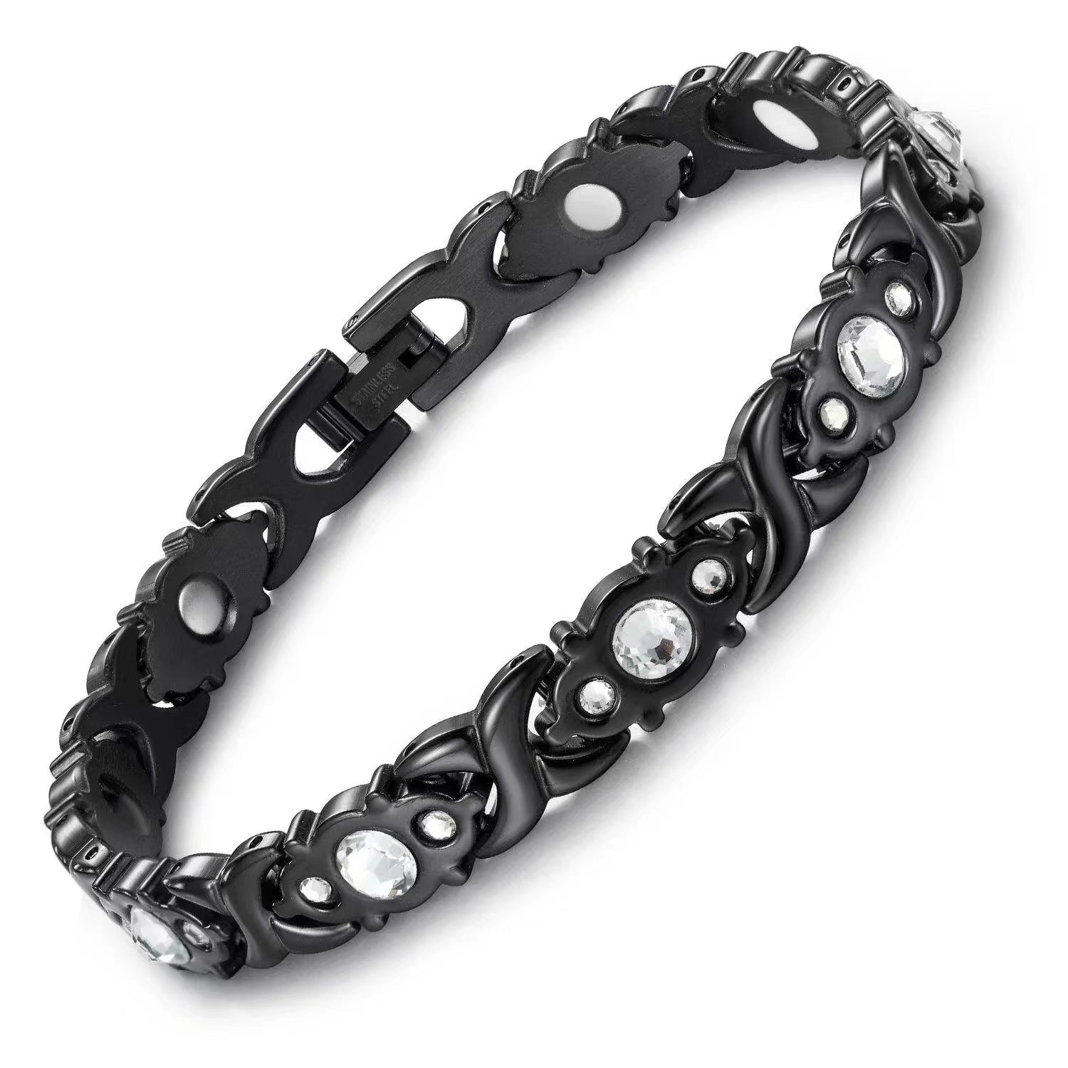 Naturstein Armband – Balance & Energie – Schwarz Rosa Diamond set