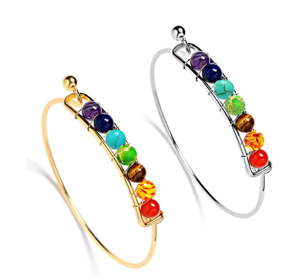 7-Chakra Armband – Balance & Energie – Silber