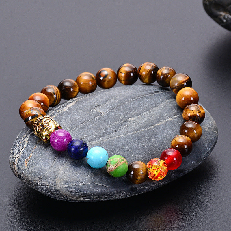 7-Chakra Armband – Schutz & Mut – Silber