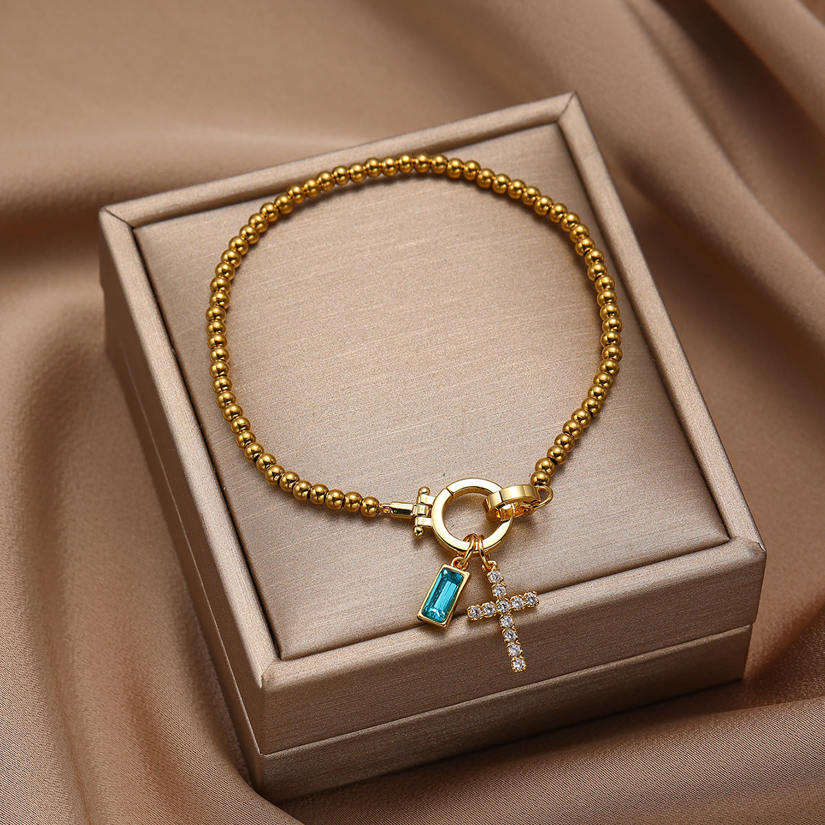 Naturstein Armband – Balance & Erdung – Gold March
