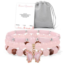 Rosenquarz Armband – Liebe & Harmonie – Violett Chalcedony Butterfly
