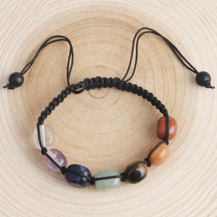 7-Chakra Armband – Balance & Energie – Schwarz