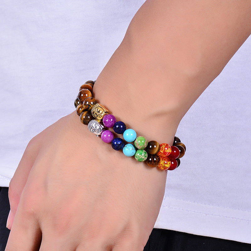 7-Chakra Armband – Schutz & Mut – Silber 5 Stück
