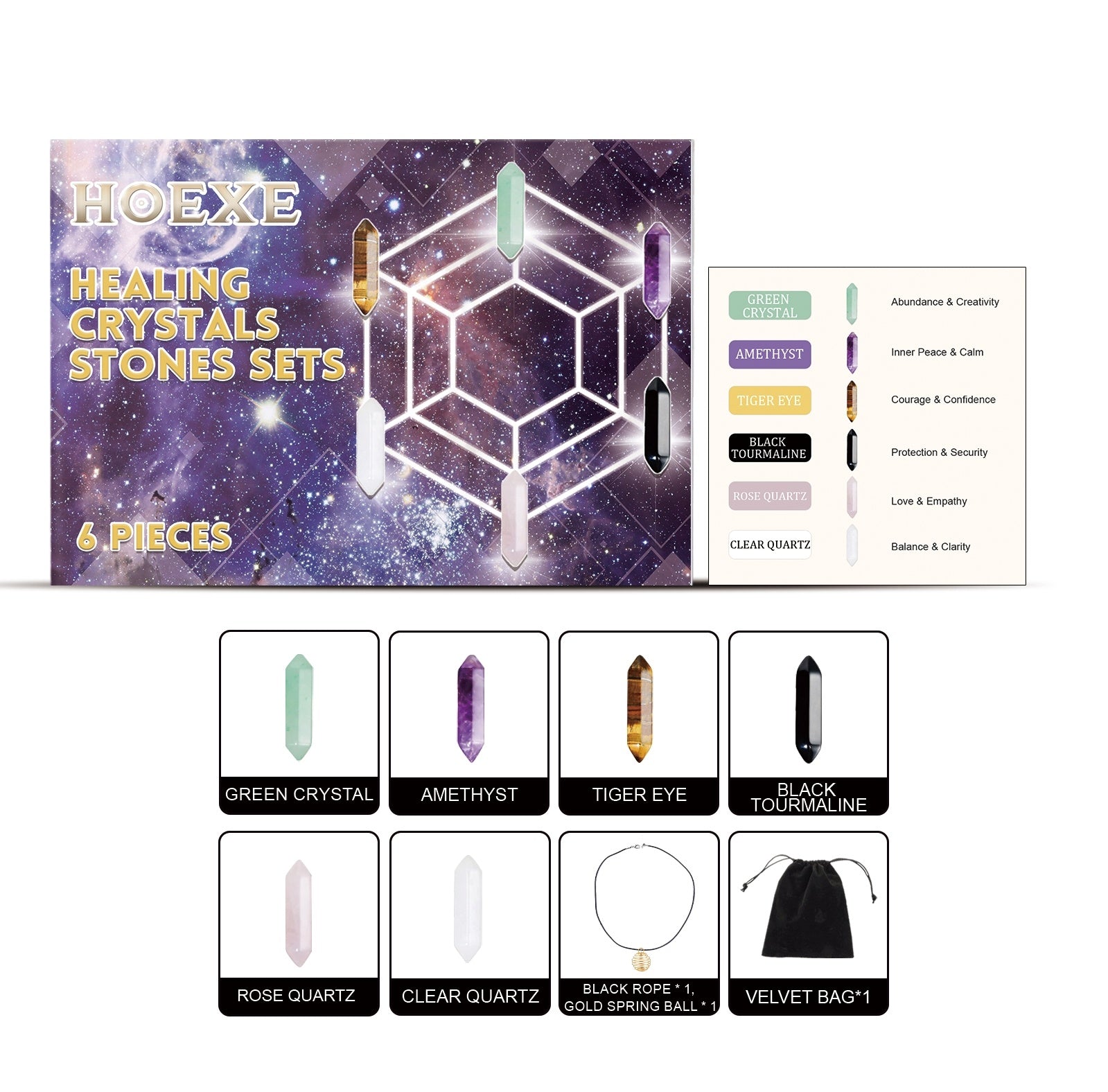 Spirituelles Schmuckset – Balance & Erdung – Crystal Stone Kit