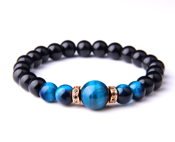 Tigerauge Armband – Schutz & Mut – Blau Schwarz / 17 cm