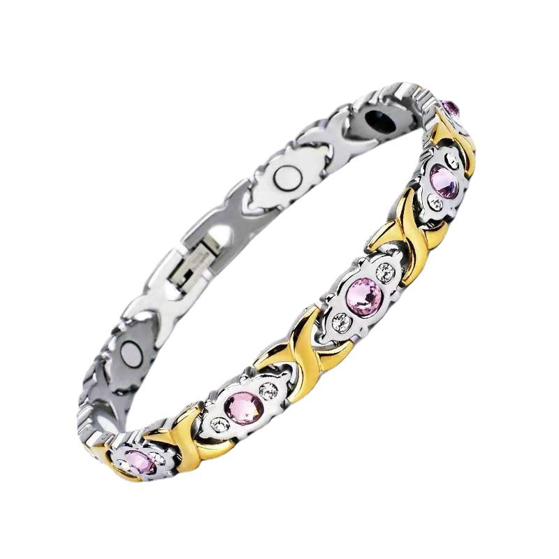 Naturstein Armband – Balance & Energie – Weiß K Rosa Diamond