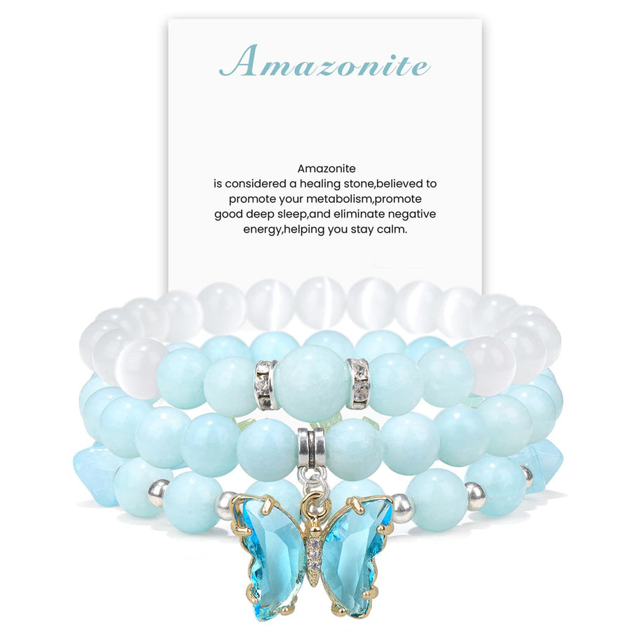 Rosenquarz Armband – Liebe & Harmonie – Blau Chalcedony Butterfly