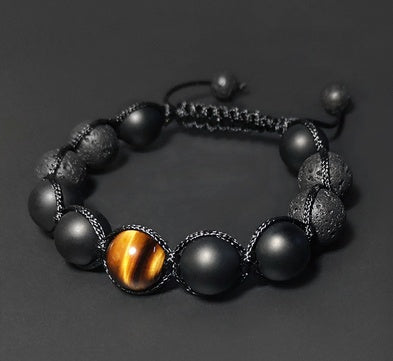Tigerauge Perlenstrang – Schutz & Mut – Volcanic s–ne / 15 cm