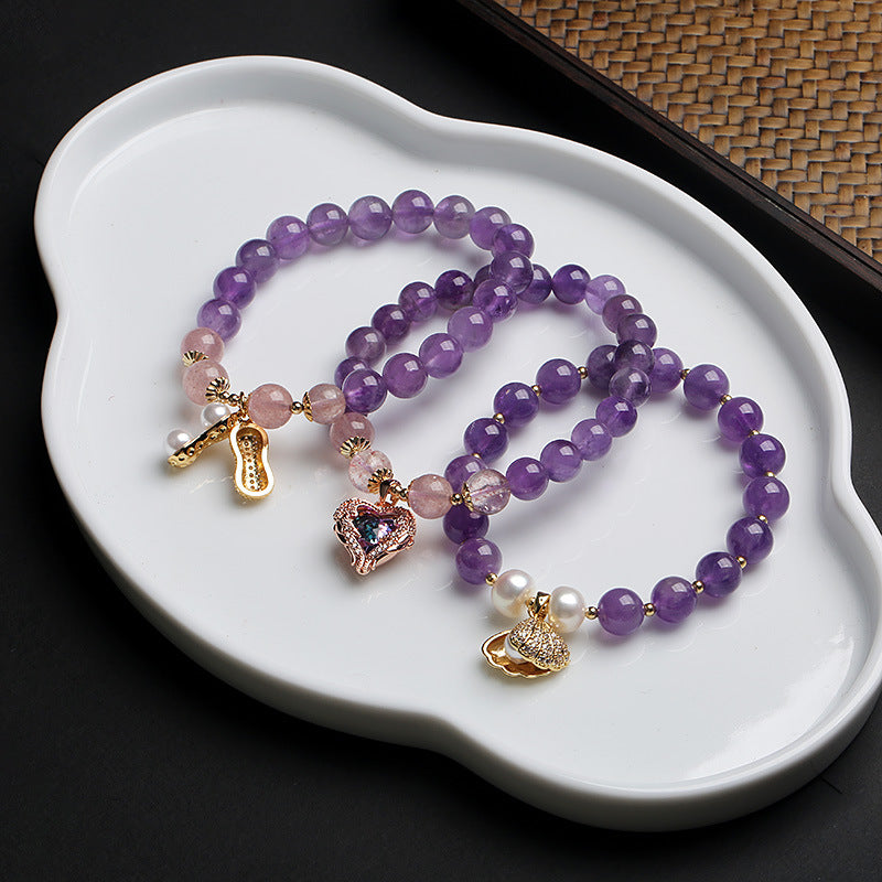 Amethyst Armband – Ruhe & Intuition – Violett / Peanut