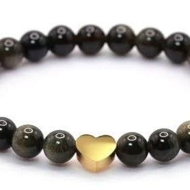 Naturstein Armband – Balance & Erdung – Schwarz Gold / 16 cm