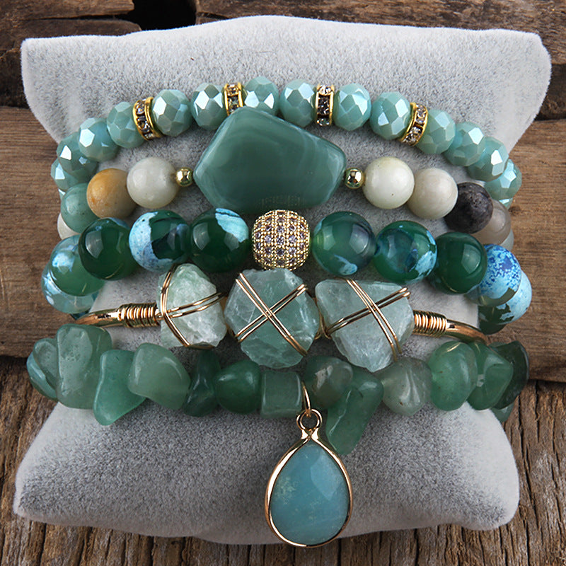 Naturstein Armband – Balance & Erdung – Violett Grün