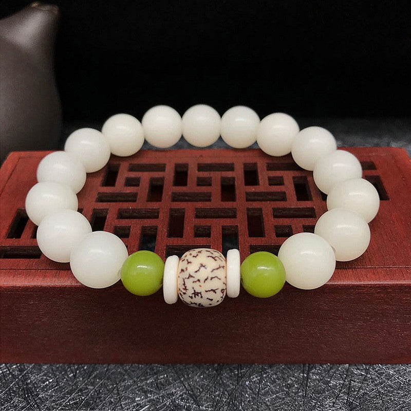 Jade Armband – Glück & Harmonie – 6x8 Lotus With Leather