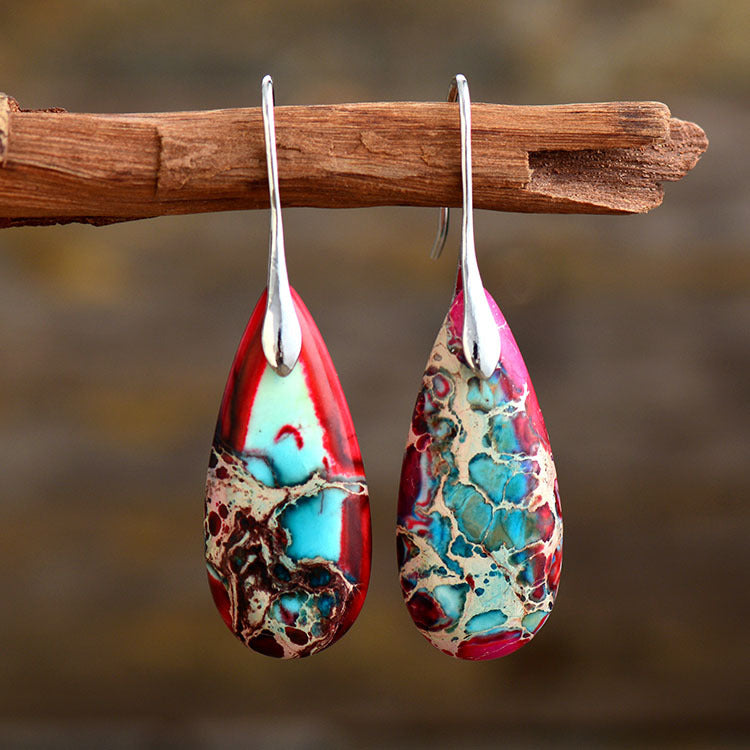 Türkis Ohrringe – Schutz & Kommunikation – Blau Gold Ear Hook
