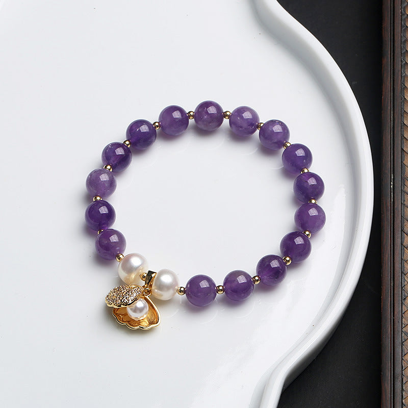 Amethyst Armband – Ruhe & Intuition – Violett / Shell
