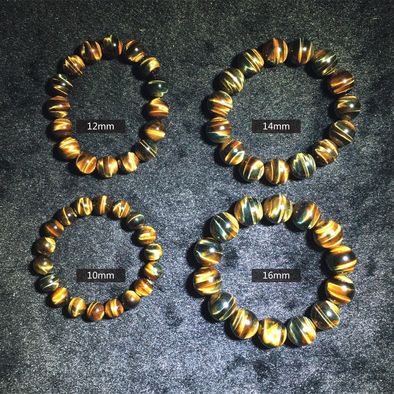 Tigerauge Armband – Schutz & Mut – Gold Blau Tigerauge bracele / 10 mm