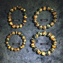 Tigerauge Armband – Schutz & Mut – Gold Blau Tigerauge bracele / 10 mm
